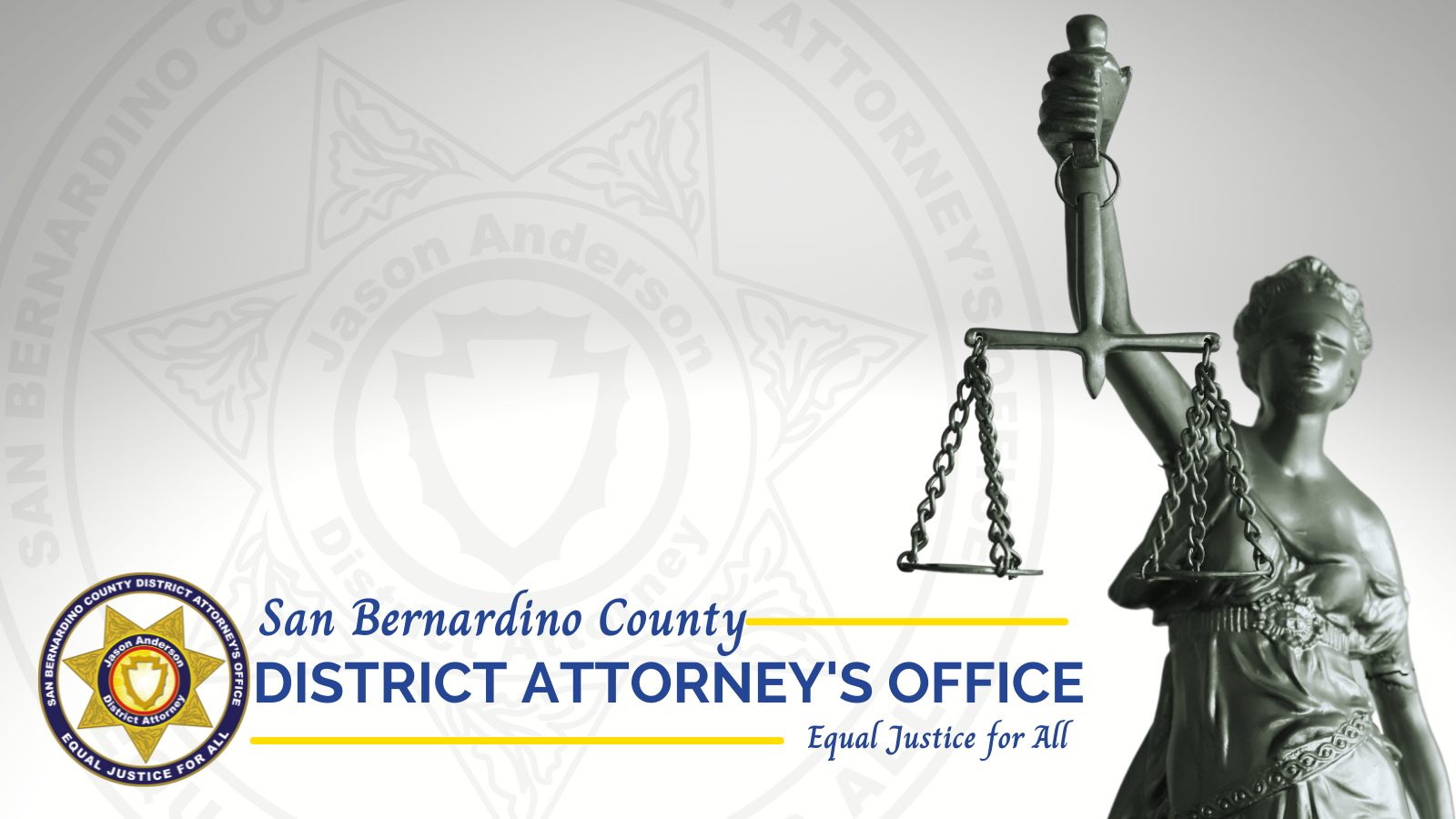 District Attorney's Office header photo with Lady Justice